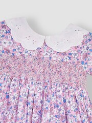 JoJo Maman Bébé Pink Hedgerow Floral Broderie Collar Party Dress - Image 6 of 6