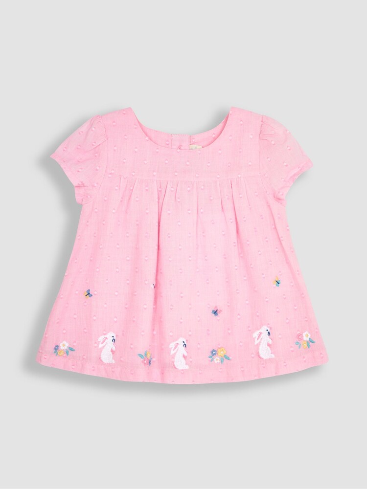 JoJo Maman Bébé Pink Bunny 2-Piece Appliqué Blouse & Leggings Set - Image 2 of 5