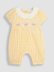 JoJo Maman Bébé Yellow Bunny Embroidered Pretty Romper - Image 1 of 3