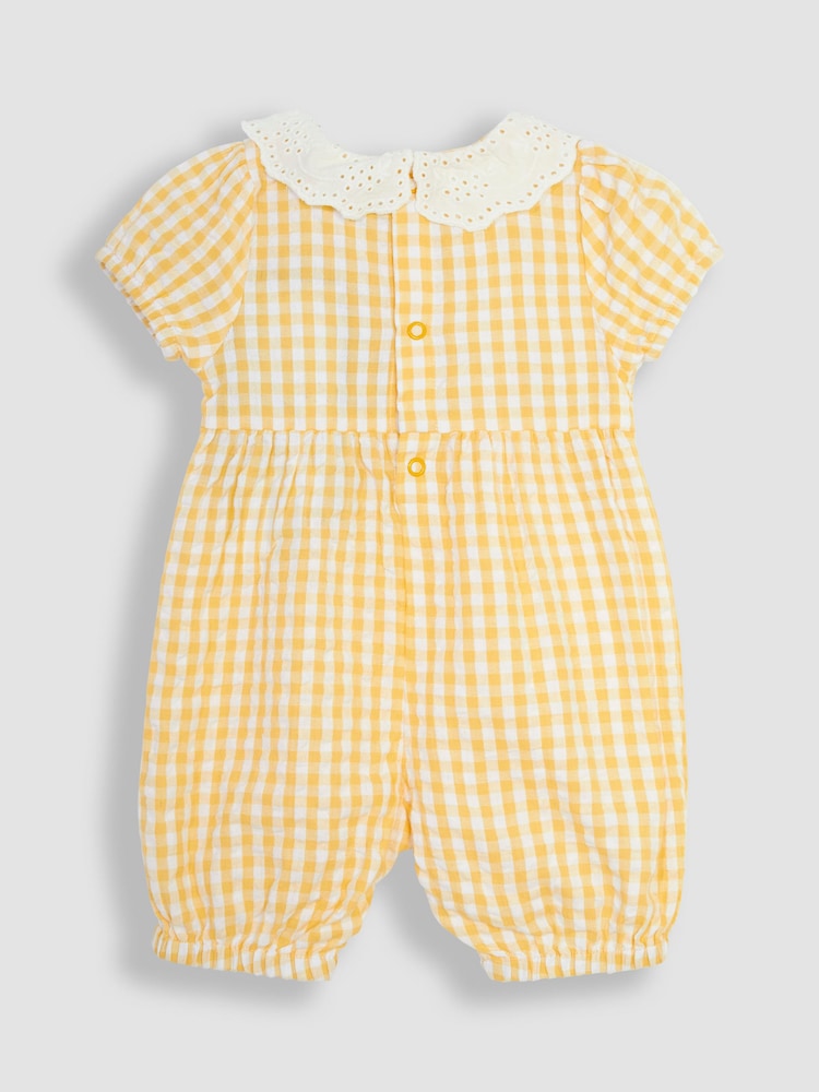 JoJo Maman Bébé Yellow Bunny Embroidered Pretty Romper - Image 2 of 3