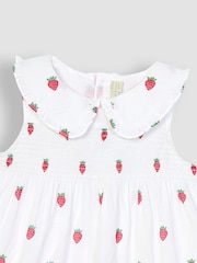 JoJo Maman Bébé White Strawberry Peter Pan Smocked Top - Image 4 of 5