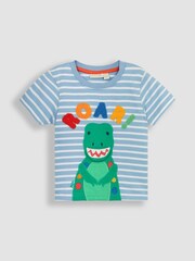JoJo Maman Bébé Blue TRex Interactive Appliqué T-Shirt - Image 1 of 3