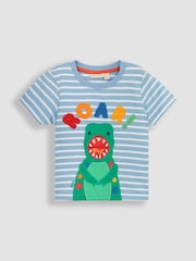 JoJo Maman Bébé Blue TRex Interactive Appliqué T-Shirt - Image 2 of 3