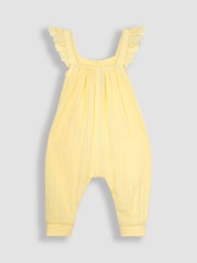 JoJo Maman Bébé Yellow 2-Piece Cheesecloth Jumpsuit & Hat Set - Image 3 of 5