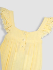 JoJo Maman Bébé Yellow 2-Piece Cheesecloth Jumpsuit & Hat Set - Image 4 of 5