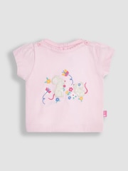 JoJo Maman Bébé Pink 3-Piece Mouse Crinkle Cotton Top & Trousers Set - Image 2 of 5