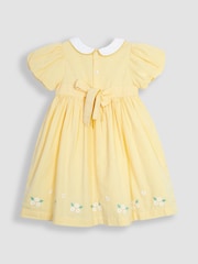Yellow Daisy Embroidered Peter Pan Smocked Party Dress - Image 5 of 7