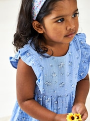 JoJo Maman Bébé Cornflower 2-Piece Floral Cheesecloth Ruffle Dress & Hat Set - Image 2 of 5