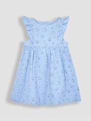 JoJo Maman Bébé Cornflower 2-Piece Floral Cheesecloth Ruffle Dress & Hat Set - Image 4 of 5