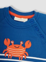 JoJo Maman Bébé Denim Blue Crab Appliqué Romper - Image 3 of 3