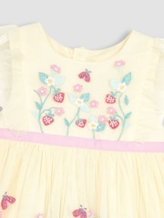JoJo Maman Bébé Cream Strawberry Embroidered Tulle Pretty Party Dress - Image 5 of 6