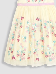 JoJo Maman Bébé Cream Strawberry Embroidered Tulle Pretty Party Dress - Image 6 of 6