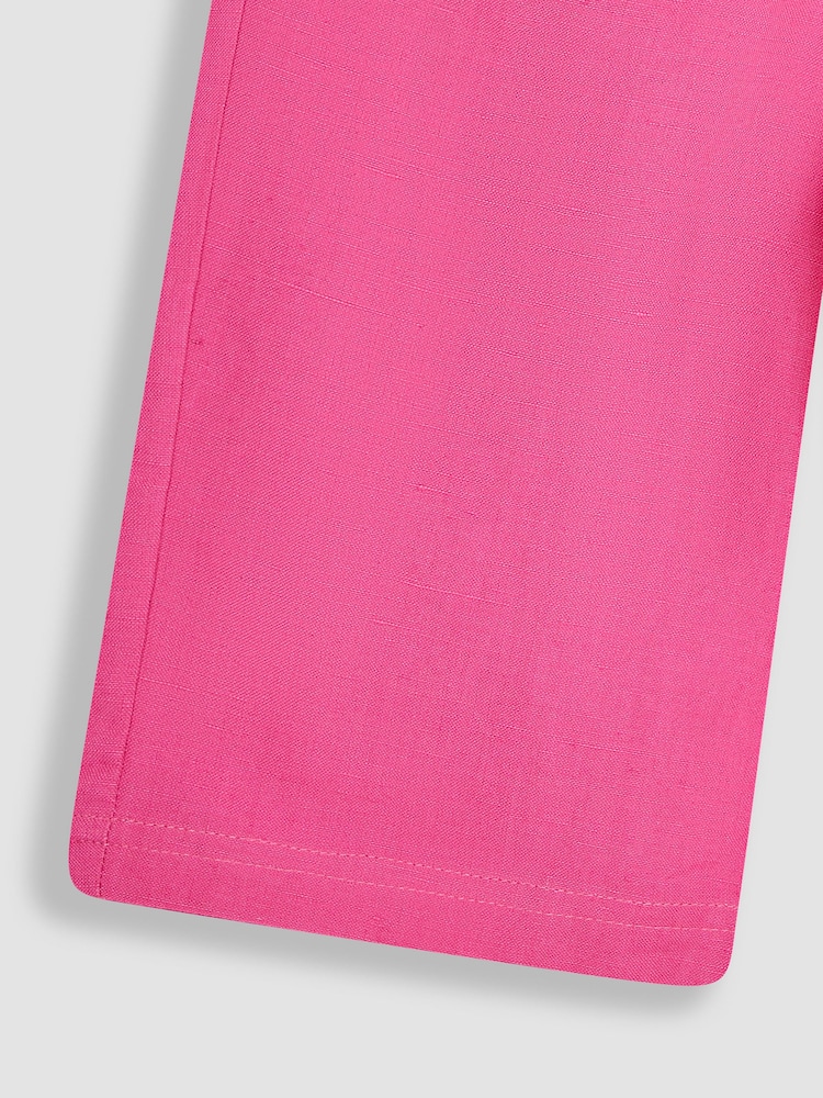 JoJo Maman Bébé Fuchsia Pink Cotton Linen Summer Trousers - Image 2 of 3