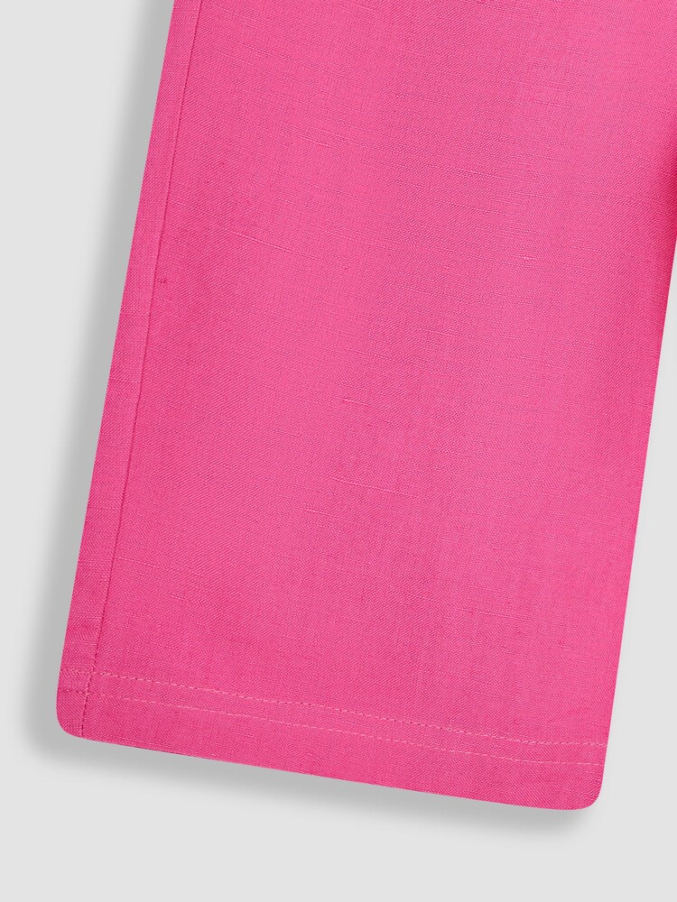JoJo Maman Bébé Fuchsia Pink Cotton Linen Summer Trousers - Image 2 of 3 JoJo Maman Bébé Fuchsia Pink Cotton Linen Summer Trousers - Image 2 of 3