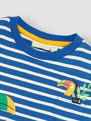 JoJo Maman Bébé Cobalt Blue Toucan Appliqué Pocket T-Shirt - Image 2 of 3