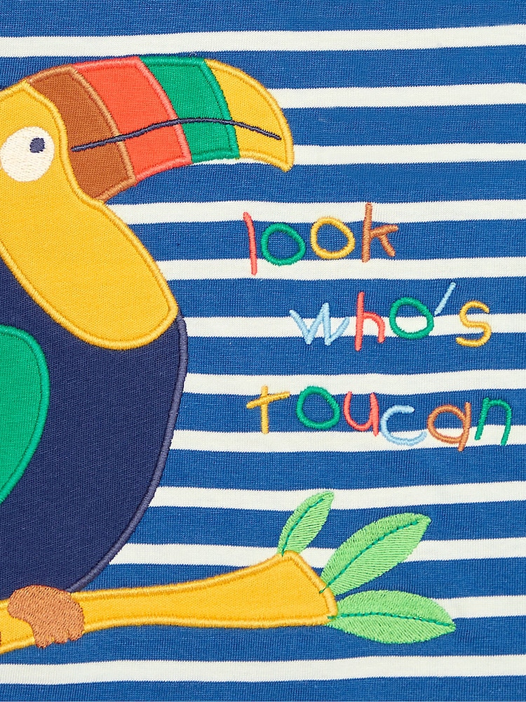 JoJo Maman Bébé Cobalt Blue Toucan Appliqué Pocket T-Shirt - Image 3 of 3