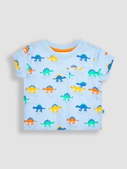 JoJo Maman Bébé Blue Stegosaurus Printed T-Shirt & Shorts Set - Image 3 of 5
