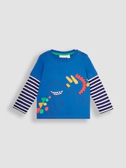 JoJo Maman Bébé Cobalt Blue Dino Appliqué Top - Image 1 of 3