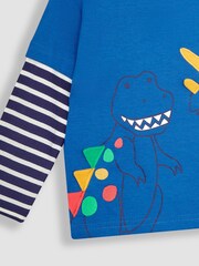 JoJo Maman Bébé Cobalt Blue Dino Appliqué Top - Image 2 of 3