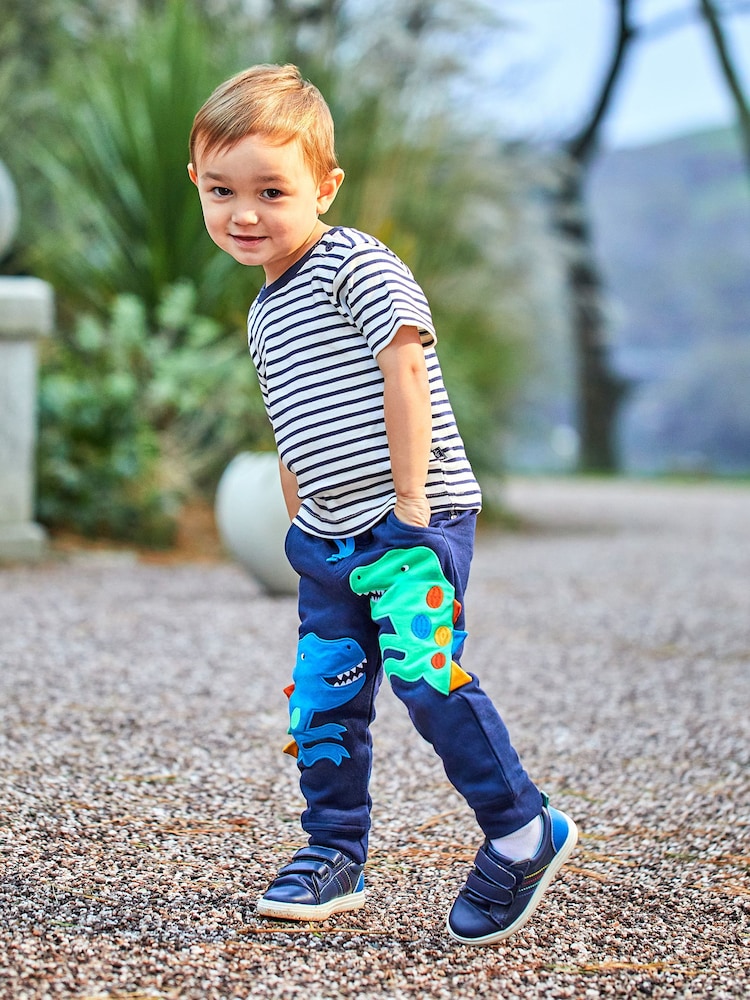 JoJo Maman Bébé Navy Blue TRex Appliqué Pet in Pocket Joggers - Image 1 of 3