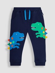 JoJo Maman Bébé Navy Blue TRex Appliqué Pet in Pocket Joggers - Image 2 of 3