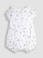 JoJo Maman Bébé Cream 2-Piece Floral Cheesecloth Romper & Headband Set - Image 2 of 5