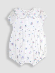 JoJo Maman Bébé Cream 2-Piece Floral Cheesecloth Romper & Headband Set - Image 3 of 5