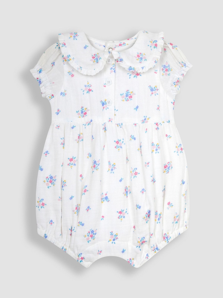 JoJo Maman Bébé - 2-delige set van rompertje en hoofdband van kaasdoek met bloemenprint - Image 3 of 5
