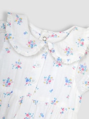 JoJo Maman Bébé Cream 2-Piece Floral Cheesecloth Romper & Headband Set - Image 4 of 5