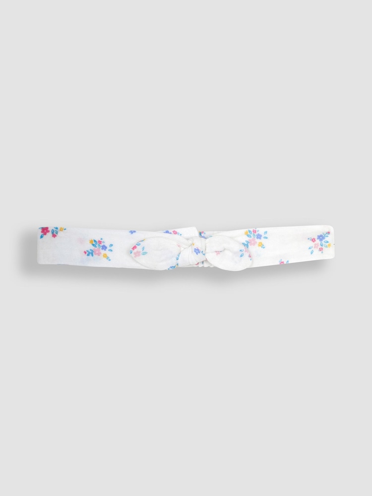 JoJo Maman Bébé Cream 2-Piece Floral Cheesecloth Romper & Headband Set - Image 5 of 5