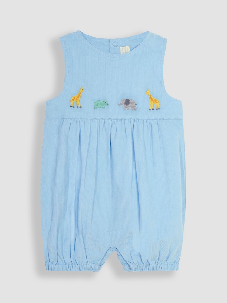 JoJo Maman Bébé Blue 2-Piece Safari Embroidered Romper & Body Set - Image 2 of 5
