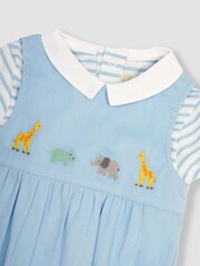 JoJo Maman Bébé Blue 2-Piece Safari Embroidered Romper & Body Set - Image 5 of 5