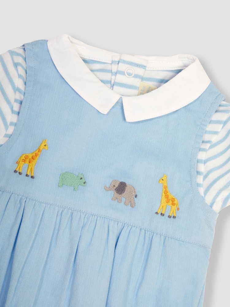 JoJo Maman Bébé Blue 2-Piece Safari Embroidered Romper & Body Set - Image 5 of 5