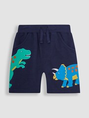 JoJo Maman Bébé Navy Blue Dino Appliqué Pet in Pocket Shorts - Image 2 of 3