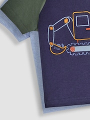 JoJo Maman Bébé Navy Digger 2-Pack Placement Print T-Shirts - Image 5 of 6