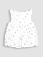 JoJo Maman Bébé White 2-Piece Floral Cheesecloth Blouse & Trousers Set - Image 3 of 5