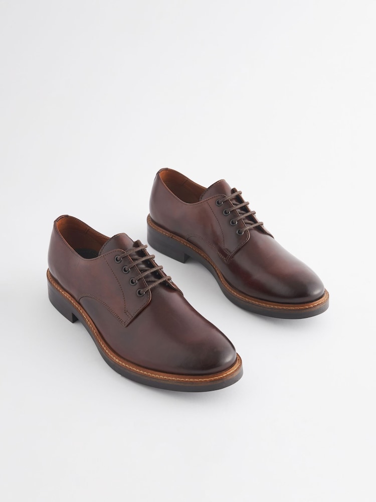 Joules Brown Leather Classic Derby Shoes - Image 1 of 6