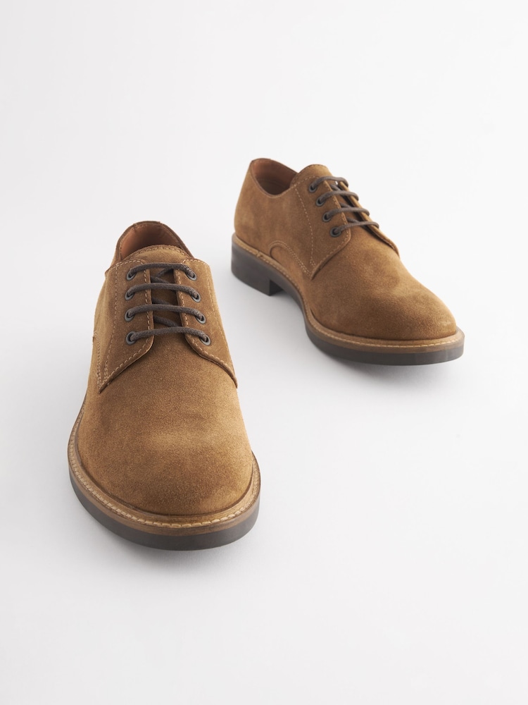 Joules Tan Suede Classic Derby Shoes - Image 2 of 6