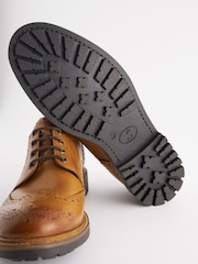 Joules Brown Leather Cleated Brogues Shoes - Image 5 of 5