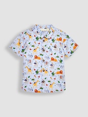 JoJo Maman Bébé Blue Safari Animals Safari Printed Short Sleeve Shirt - Image 1 of 3