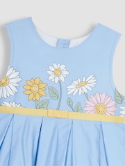 JoJo Maman Bébé Blue Sunflower Pretty Pleated Party Dress - Image 3 of 3