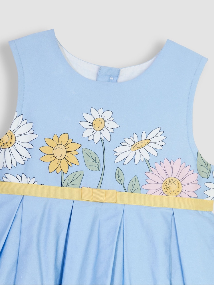JoJo Maman Bébé Blue Sunflower Pretty Pleated Party Dress - Image 3 of 3