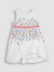 JoJo Maman Bébé White Butterfly Floral Pretty Pleated Party Dress - Image 2 of 3