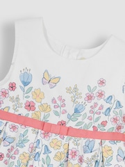 JoJo Maman Bébé White Butterfly Floral Pretty Pleated Party Dress - Image 3 of 3