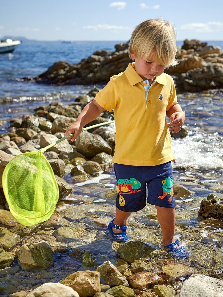 JoJo Maman Bébé Navy Blue Chameleon Appliqué Pet in Pocket Shorts - Image 1 of 5
