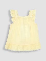 JoJo Maman Bébé Yellow 2-Piece Broderie Cheesecloth Top & Leggings Set - Image 2 of 5