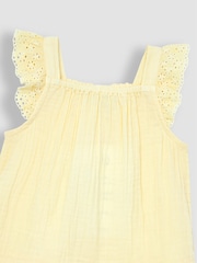 JoJo Maman Bébé Yellow 2-Piece Broderie Cheesecloth Top & Leggings Set - Image 4 of 5