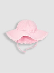JoJo Maman Bébé Pink Mouse 2-Piece Broderie Cheesecloth Dress & Hat Set - Image 4 of 5