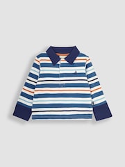 JoJo Maman Bébé Denim Blue Stripe Rugby Top - Image 1 of 3