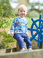JoJo Maman Bébé Navy Cotton Linen Summer Trousers - Image 1 of 4